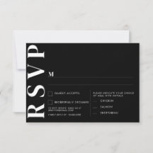 ミニマル ブラック ウェディング RSVP カード