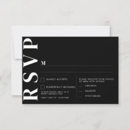 ミニマル ブラック ウェディング RSVP カード