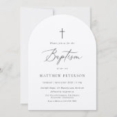 ミニマル ブラック カリグラフィー 洗礼 招待状 (正面)