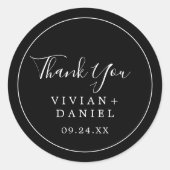 ミニマル |ブラック・サンキュー・結婚式の引き出物・ステッカー ラウンドシール (正面)