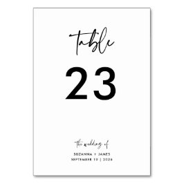 ミニマル ブラック ホワイト カリグラフィー スクリプト ウェディング   テーブルナンバー