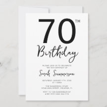 ミニマル ブラック ホワイト スクリプト 70歳の誕生日パーティー