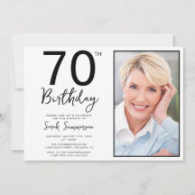 ミニマル ブラック ホワイト フォト 70歳の誕生日パーティー