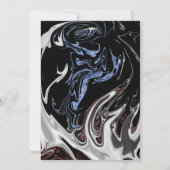 ミニマル ブラック ホワイト ブルー フレーム アブストラクト ウェディング 招待状 (裏面)