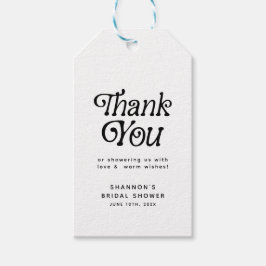 ミニマル ブラック＆ホワイト レトロ ブライダルシャワー ギフトタグ