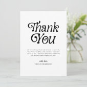 ミニマル ブラック&ホワイト レトロ ブライダルシャワー サンキューカード (スタンド正面)