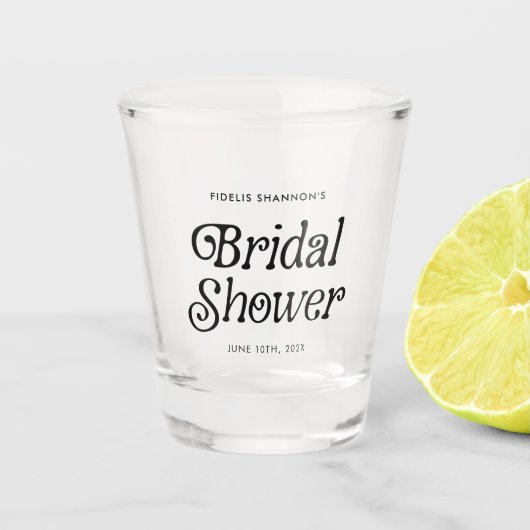 ミニマル ブラック＆ホワイト レトロ ブライダルシャワー ショットグラス (正面)