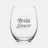 ミニマル ブラック＆ホワイト レトロ ブライダルシャワー ステムなしワイングラス (正面)