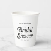 ミニマル ブラック＆ホワイト レトロ ブライダルシャワー 紙コップ (正面)