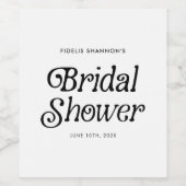 ミニマル ブラック＆ホワイト レトロ ブライダル シャワー パーティ ワインラベル (シングルラベル)