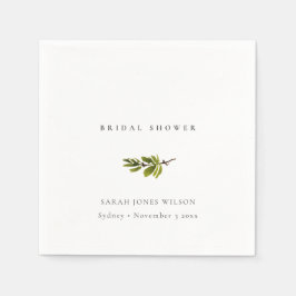 ミニマル ブラック＆ホワイト 松の枝 ブライダルシャワー スタンダードカクテルナプキン