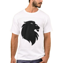 ミニマル ブラック ライオン シルエット メンズTシャツ