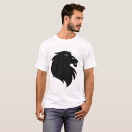 ミニマル ブラック ライオン シルエット メンズTシャツ Tシャツ