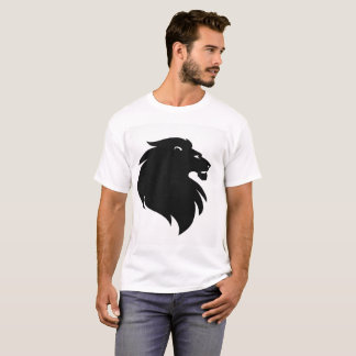 ミニマル ブラック ライオン シルエット メンズTシャツ Tシャツ
