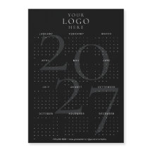 ミニマル ブラック 2027年 カレンダー ビジネス ロゴ マグネット