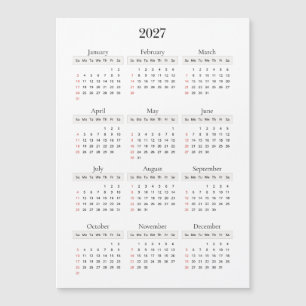 ミニマル ブラック 2027年 カレンダー   背景色変更可能