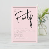ミニマル ブラッシュピンク 40歳 誕生日 招待状 (スタンド正面)