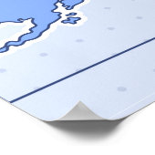ミニマル ブルー アメリカ地図 イラスト ポスター (角)