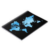 ミニマル ブルー 世界地図 水彩アート ノートブック (左側)