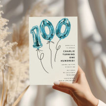 ミニマル ブルー 100 風船 100歳 誕生日パーティー