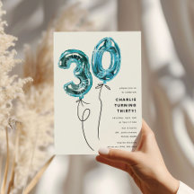 ミニマル ブルー 30 風船 30歳の誕生日パーティー