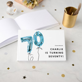 ミニマル ブルー 70 バルーン 70歳の誕生日パーティー ゲストブック