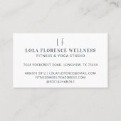 ミニマル&プロフェッショナルフォトヨガスタジオフィットネス 名刺 (裏面)