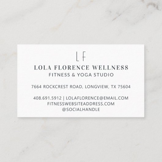 ミニマル&プロフェッショナルフォトヨガスタジオフィットネス 名刺 (裏面)