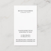 ミニマル&プロフェッショナルホワイトフレームのビジネスフォト 名刺 (裏面)