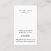 ミニマル&プロフェッショナルホワイトフレームのビジネスフォト 名刺 (裏面)