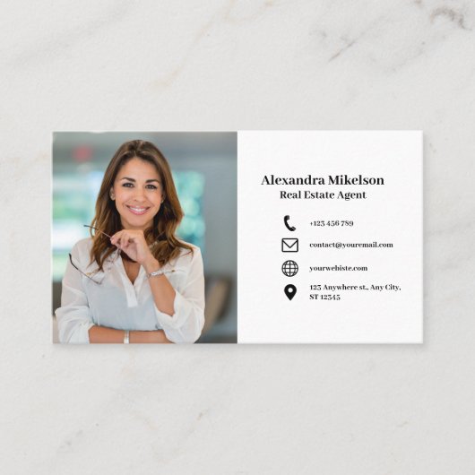 ミニマル&プロフェッショナル社員ビジネス4枚の写真 名刺 (正面)