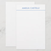 ミニマル プロフェッショナル シンプル ブルー ホワイト 便箋 (正面/裏面)