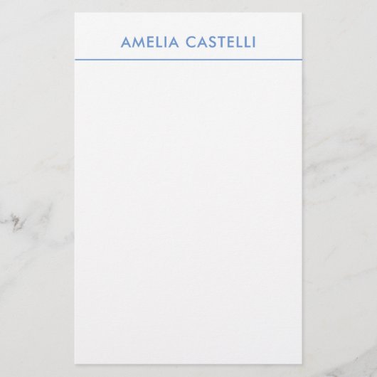 ミニマル プロフェッショナル シンプル ブルー ホワイト 便箋 (正面)