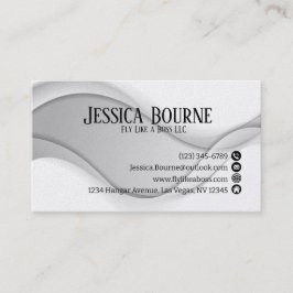 ミニマル プロフェッショナル QR コード ホワイト シルバー 名刺