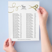 ミニマル ヘア サロン 価格リスト ブラック ゴールド チラシ (手)