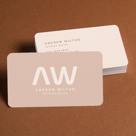 ミニマル・ベージュ・モノグラム 名刺