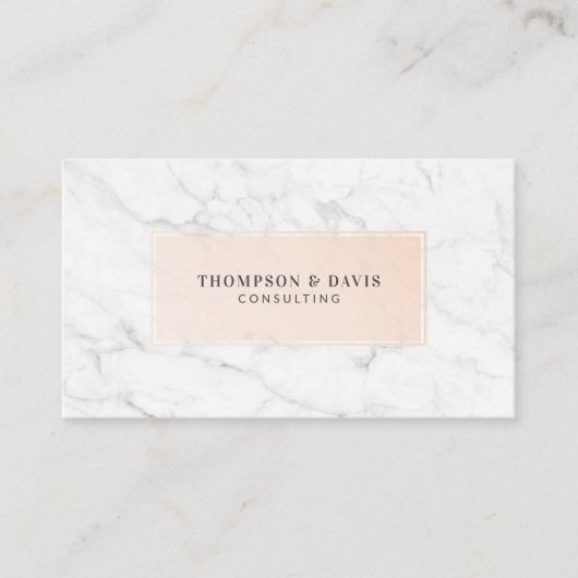 ミニマル&ホワモダンイト大理石赤面ピンクネームプレート 名刺 (正面)