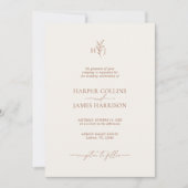 ミニマル ボタニカル テラコッタ フローラル ボヘミア ウェディング 招待状 (正面)