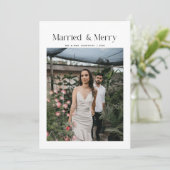 ミニマル マリード & メリークリスマス 写真 新婚夫婦 シーズンカード (スタンド正面)