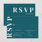ミニマル ミッドナイト グリーン RSVP カード (正面/裏面)