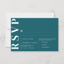 ミニマル ミッドナイト グリーン RSVP カード