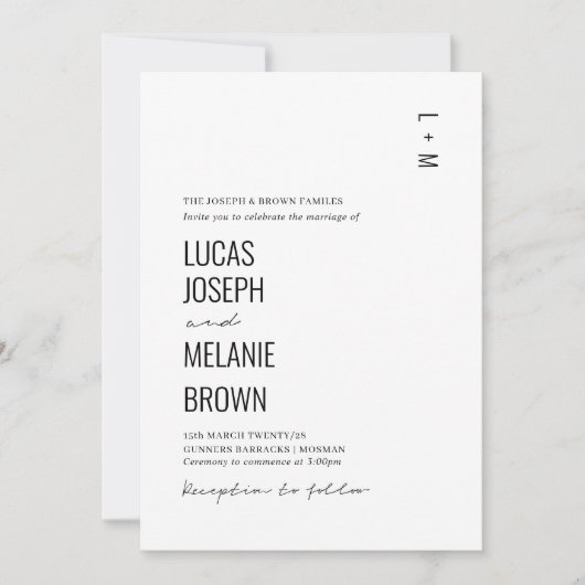 ミニマル&モダンシンプル結婚式招待状 招待状 (正面)