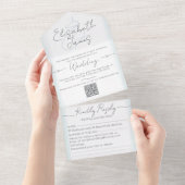 ミニマル&モダンパウダーブルーの水の色結婚の オールインワン招待状 (貼ってはがせる)