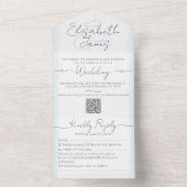 ミニマル&モダンパウダーブルーの水の色結婚の オールインワン招待状 (内側)