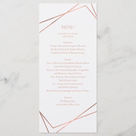 ミニマル,モダンプル，ホワイト，ロセゴールド(imitat) メニュー (正面)