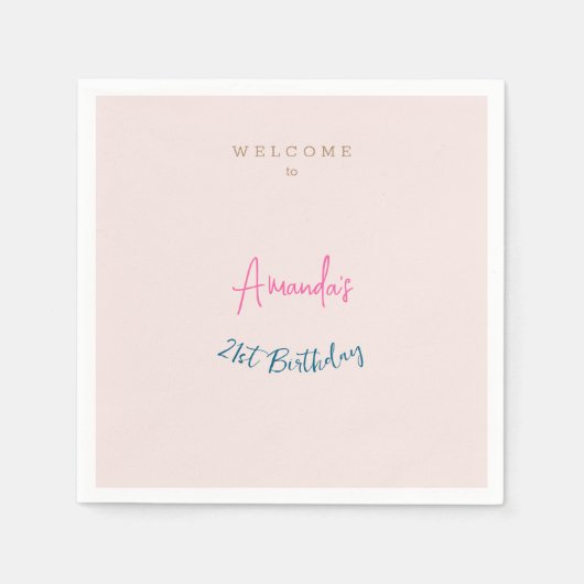 ミニマル モダン かわいい 誕生日パーティー スタンダードカクテルナプキン (正面)