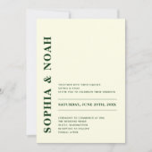 ミニマル モダン アイボリー & グリーン エレガント ウェディング 招待状 (正面)