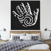 ミニマル モダン アブストラクト ジオメトリック ライン アート キャンバスプリント (インサイチュ (寝室))