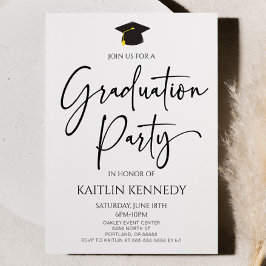 ミニマル モダン エレガントな卒業パーティー 招待状