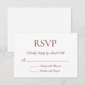 ミニマル モダン エレガント ディープレッド ウェディング 出欠カード (正面/裏面)
